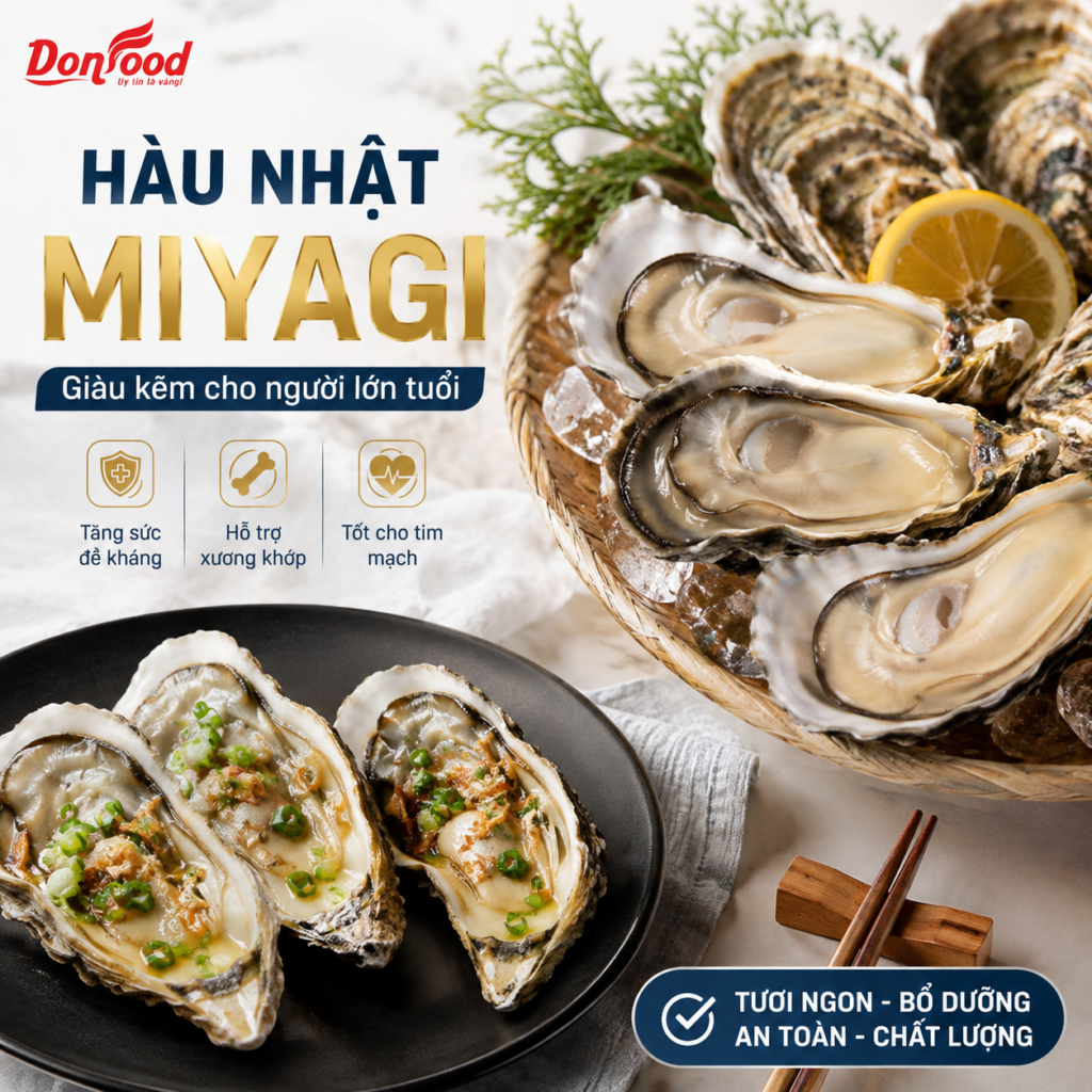 Hàu Nhật giàu kẽm cho người lớn tuổi