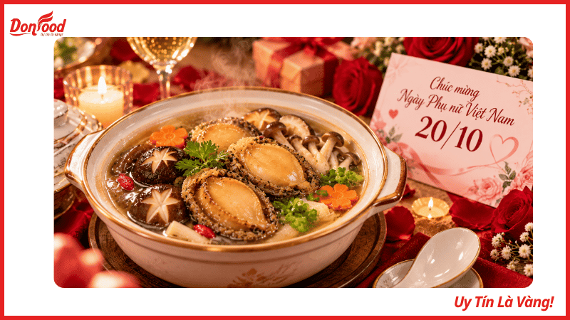 Bát súp bào ngư hầm nấm nóng hổi tẩm bổ cho người thương ngày 20/10